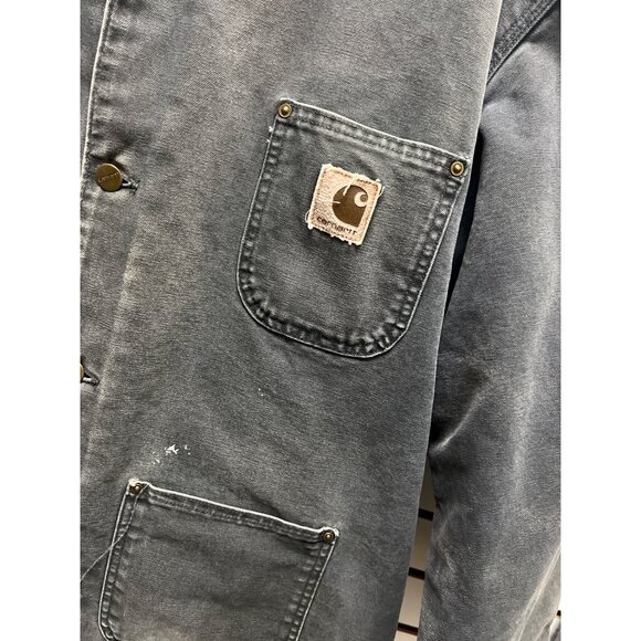 Carhartt Vintage 90's Gray Distressed Canvas Detroit Chore Barn Coat - Picture 3 of 10